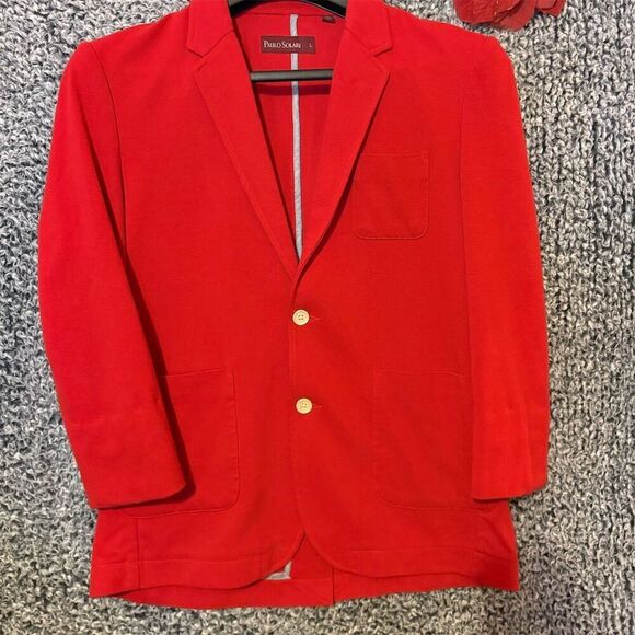 Paulo Solari Red Men’s Blazer Sport Jacket Size L Solid - Picture 3 of 12